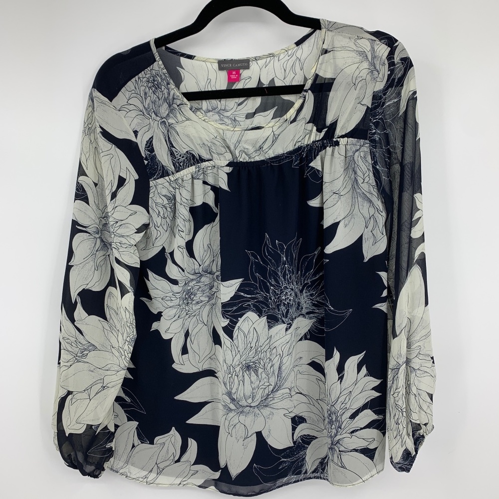 Vince Camuto womens XS blouse floral babydoll